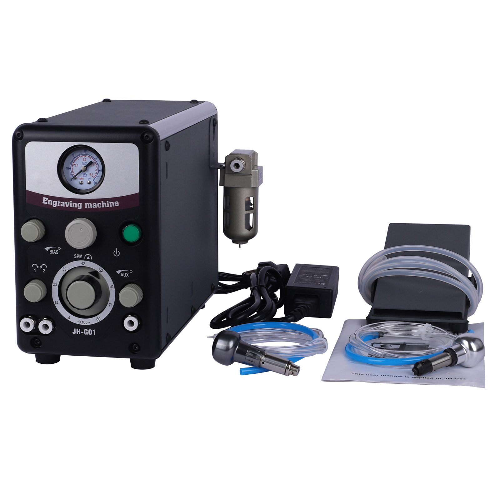 Pneumatic Jewelry Engraver Dual-Head 400-8000 RPM Engraving Machine view 1