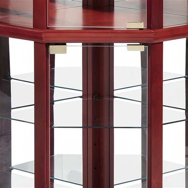 Glass Cabinet Lighted Corner Cabinet Corner Display Curio Cabinet, Glass Display With Light(Included)Bar Cabinet,Wine Cabinet with Adjustable Glass Shelves Carved Decoration Cherry Light(Included)