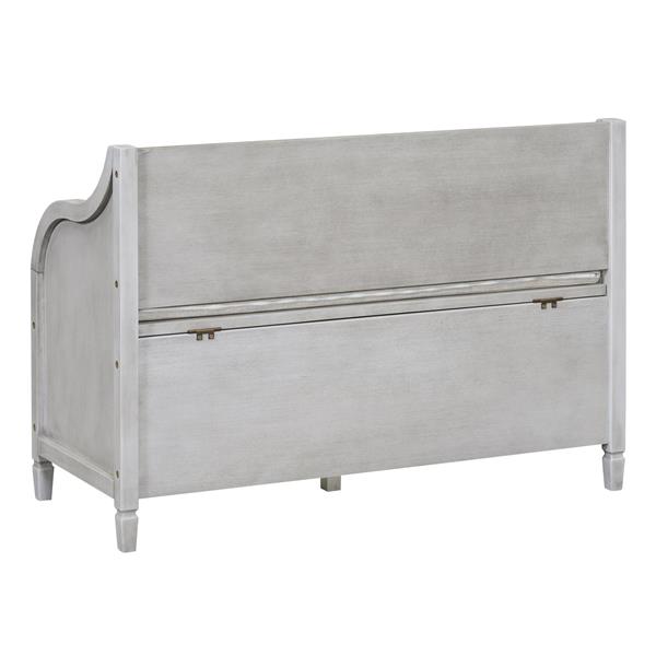 Rustic Style Solid wood Entryway Multifunctional Storage Bench with Safety Hinge (Gray Wash+ Beige)