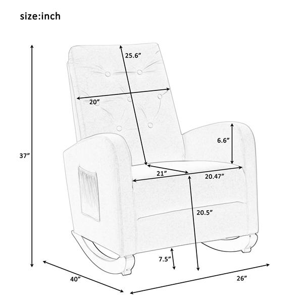 Baby Room High Back Rocking Chair Nursery Chair , Comfortable Rocker Fabric Padded Seat ,Modern High Back Armchair