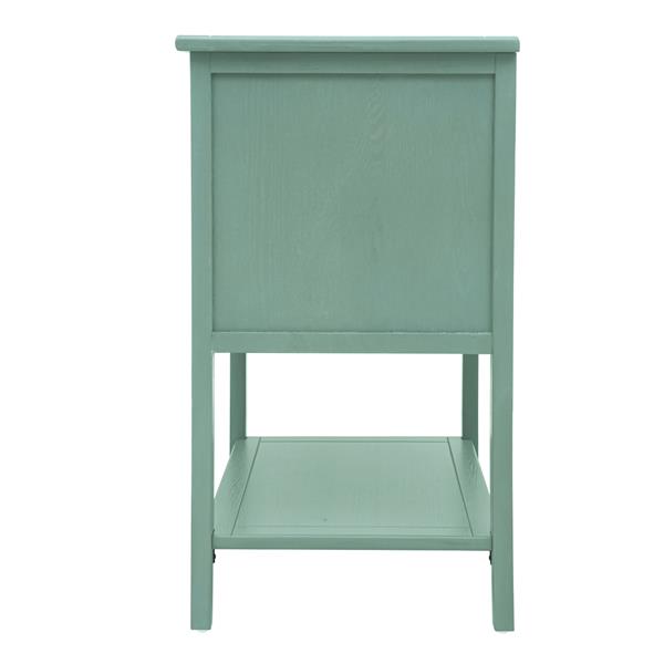 2 Drawer Side Table, American Style, End Table, Suitable for Bedroom, Living Room, Study