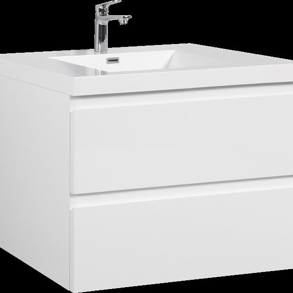 36" Floating Bathroom Vanity with Sink, Modern Wall-Mounted Bathroom Storage Vanity Cabinet with Resin Top Basin and Soft Close Drawers, Glossy White 24V11-36GW