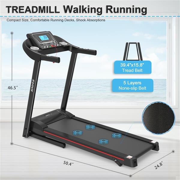 Foldable Treadmill with Incline, Folding Treadmill for Home Workout, Electric Walking Running Treadmill Machine 5" LCD Screen 250 LB Capacity Bluetooth Music