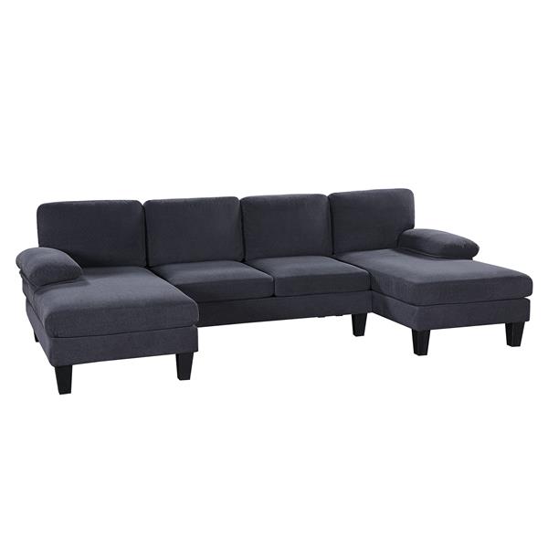 [VIDEO provided][New] 112*56" Granular Velvet Sofa,U-Shaped Couch with Oversized Seat,6-Seat Sofa Bed with Double Chaise,Comfortable and spacious indoor furniture for Living Room,Apartment,2 Colors