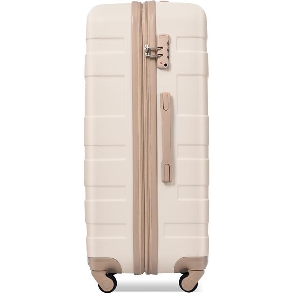 Luggage Sets New Model Expandable ABS Hardshell 3pcs Clearance Luggage Hardside Lightweight Durable Suitcase sets Spinner Wheels Suitcase with TSA Lock 20''24''28''( Ivory and lden)