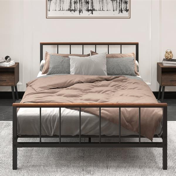 Metal Platform Bed frame with Headboard and Footboard,Sturdy Metal Frame,No Box Spring Needed(Queen)