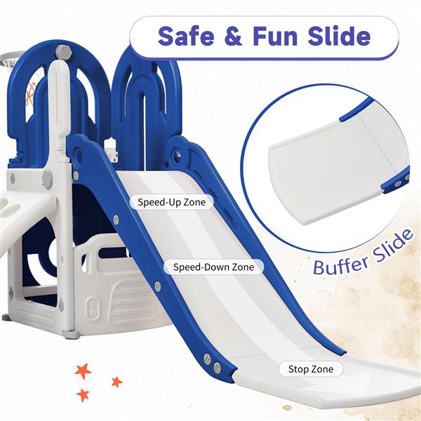 Toddler Climber and Slide Set 4 in 1, Kids Playground Climber  Slide Playset with Basketball Hoop Play Combination for Babies Indoor & Outdoor