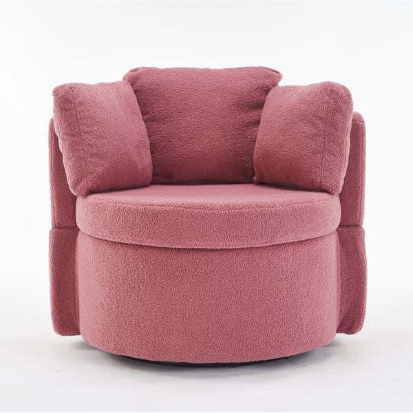 Fabric Swivel And Storage Chair With Back Cushion For Living Room,Dark Pink