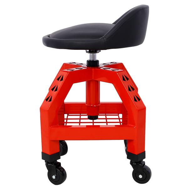 Pneumatic 360 Degree Swivel Stool, Mechanics Rolling Creeper Seat, Heavy Duty Rolling Mechanics Stool, Shop Stool with Casters red