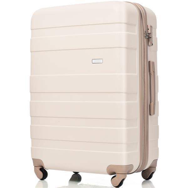 Luggage Sets New Model Expandable ABS Hardshell 3pcs Clearance Luggage Hardside Lightweight Durable Suitcase sets Spinner Wheels Suitcase with TSA Lock 20''24''28''( Ivory and lden)