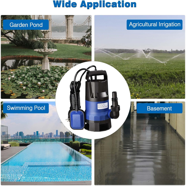 3/4HP 2642 GPH 550W Submersible Dirty Clean Water Pump Swimming Pool Pond Flood Drain Heavy Duty Water Transfer（(not shipped on weekends)