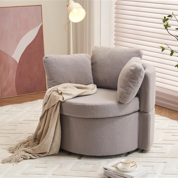 Fabric Swivel And Storage Chair With Back Cushion For Living Room,Light Gray