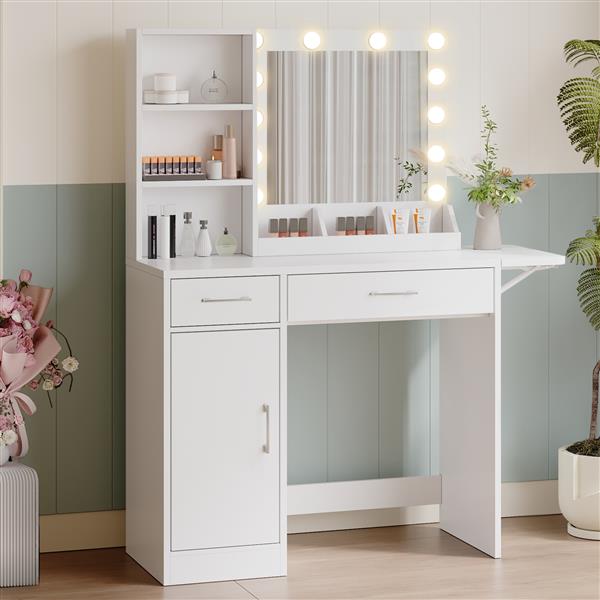 Makeup Vanity Desk with LED Lighted Mirror