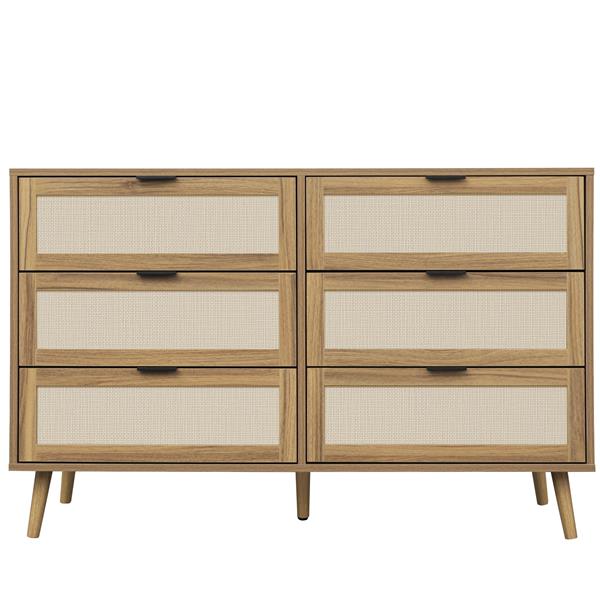 Modern 6 Drawer Dresser Wood Cabinet (Walnut)