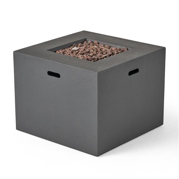 Outdoor Patio 24.5" H x 31.25" W Square Gas Burning Concrete fire Pit  - 40, 000 BTU, Dark Grey