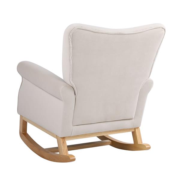 Baby Room High Back Rocking Chair Nursery Chair , Comfortable Rocker Fabric Padded Seat ,Modern High Back Armchair