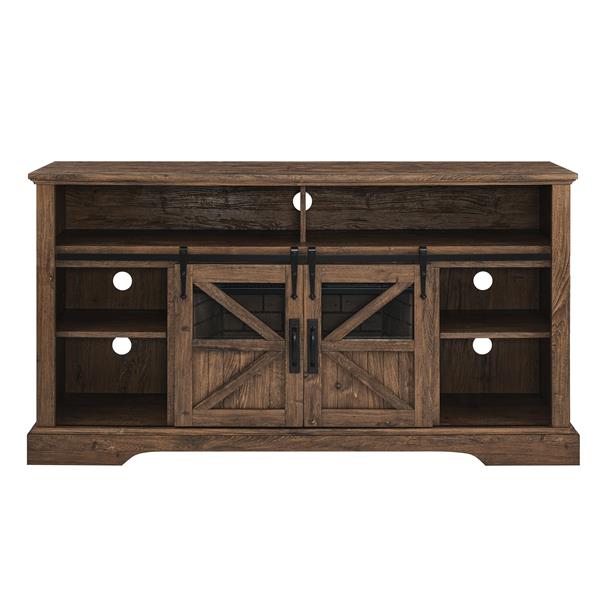 60 Inch Electric Fireplace  Entertainment Center With Door Sensor-Reclaimed Barnwood Color