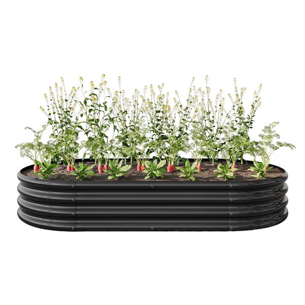 Raised Garden Bed Outdoor,   Oval Large Metal Raised Planter Bed for for Plants, Vegetables, and Flowers - Black