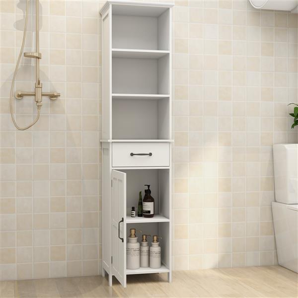 Floor Standing Cabinet with 1 Door and 1 Drawer - White