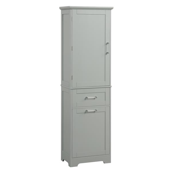 Tall Bathroom Storage Cabinet,  Storage Cabinet with Two Different Size Drawers and Adjustable Shelf, MDF Board with Painted Finish, Grey