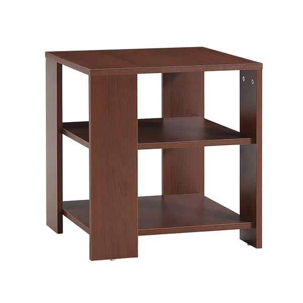 Square side table,simple style design,3-tier end table,wood living room nightstand,bedroom,easy assembly,1-pack, classic brown