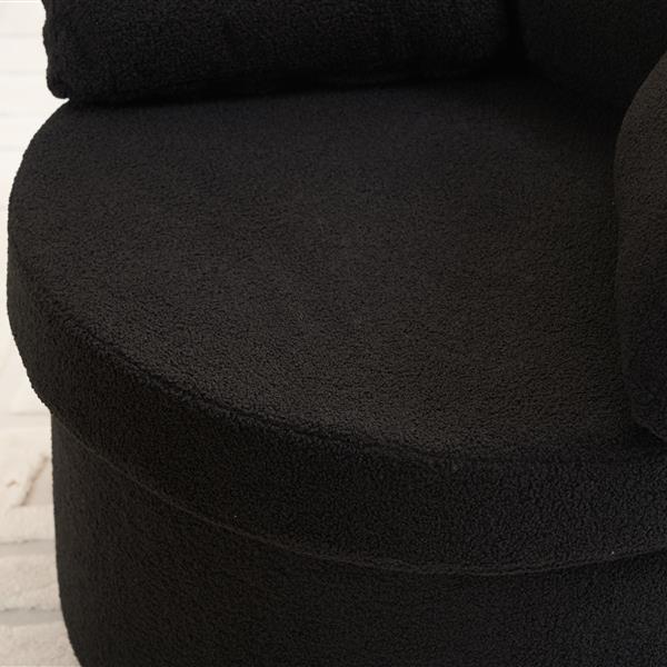 Fabric Swivel And Storage Chair With Back Cushion For Living Room,Black