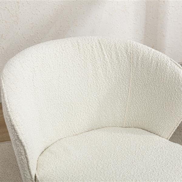 042-Set of 2 Boucle Fabric Dining Chairs With Black Metal Legs,Ivory