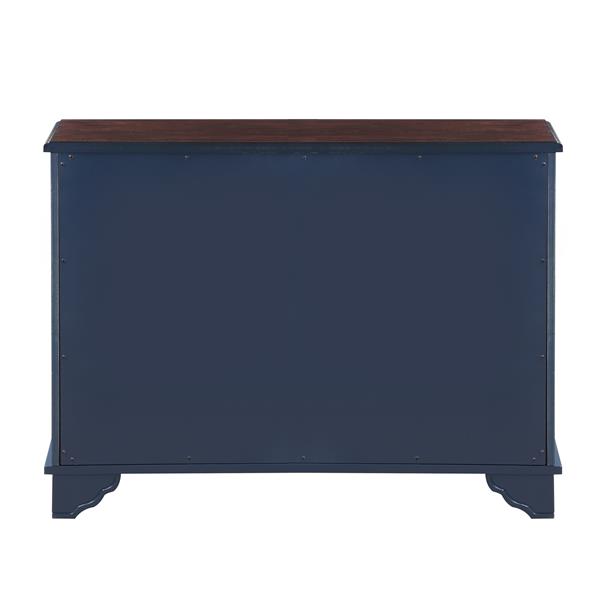 40"  Console Table with Storage Shelf, Retro Entryway Table with Adjustable Storage Shelf, Sofa Couch Table for Hallway, Entry Way, Living Room, Foyer, Navy Blue and Brown Top