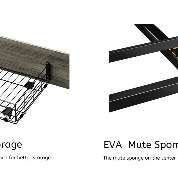 Full Size Bed Frame with 4 Storage Drawers and 2 USB Ports, Upholstered Platform Bed Frame with Storage Headboard Charging Station and metal Slat Support, No Box Spring Needed, Dark Grey.