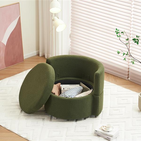 Fabric Swivel And Storage Chair With Back Cushion For Living Room,Green