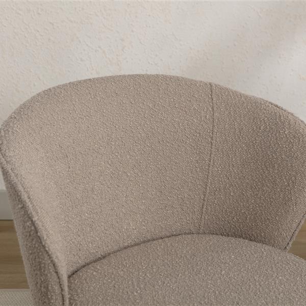 042-Set of 2 Boucle Fabric Dining Chairs With Black Metal Legs,Light Coffee