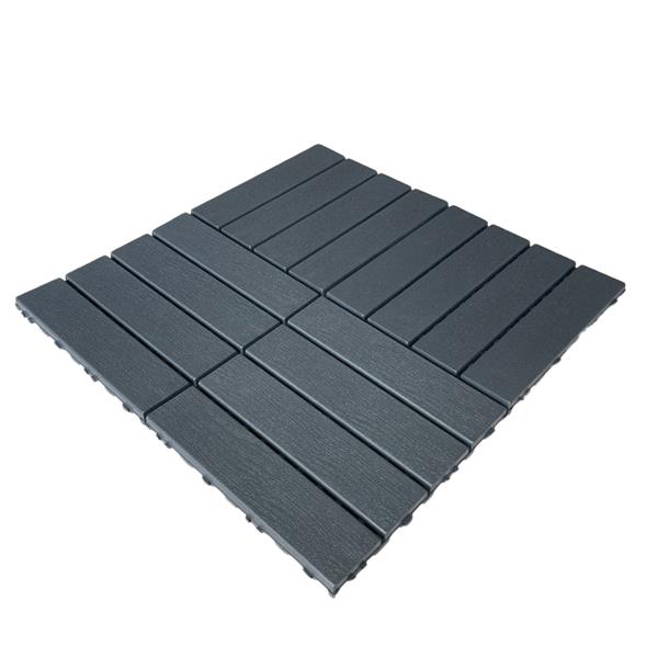 Plastic Interlocking Deck Tiles,44 Pack Patio Deck Tiles,11.8"x11.8" Square Waterproof Outdoor Floor All Weather Use, Patio Floor Decking Tiles for Porch Poolside Balcony Backyard (Dark Grey 44 pack)