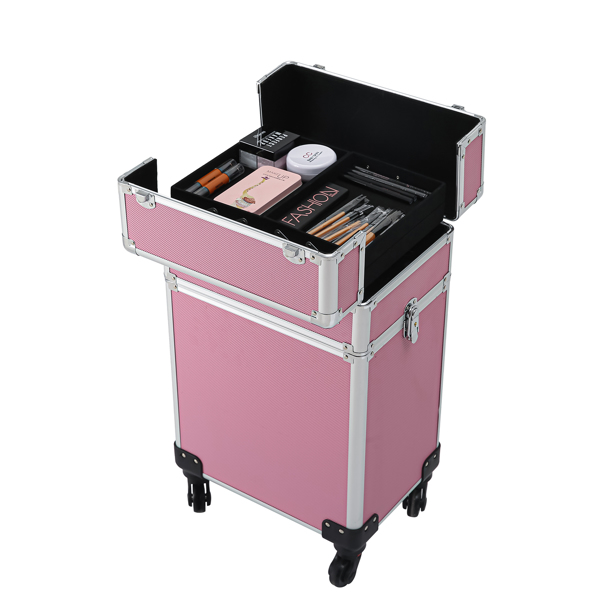 4 in 1 Aluminum Cosmetic Makeup Case Tattoo Box Pink