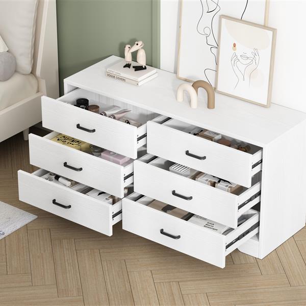 WOOD MDF BOARDS, 6 Drawers Dresser, WHITE