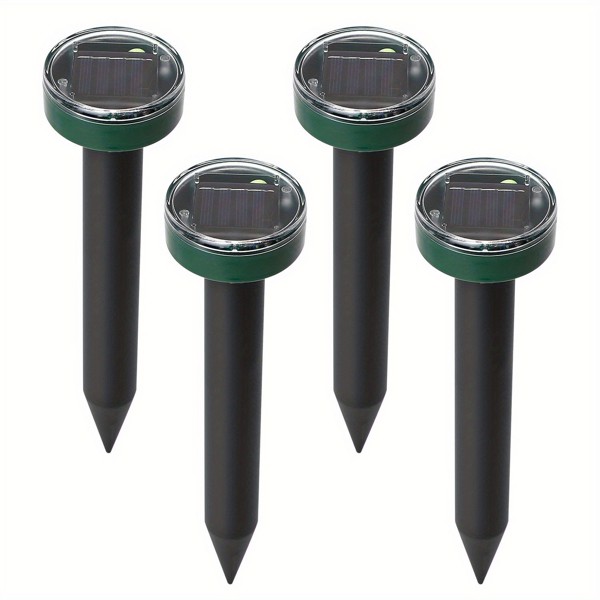 Mole proof solar drive mole proof solar sound wave mole proof pile, snake proof groundhog proof in courtyards, gardens, and lawns (4-piece set)(No shipments on weekends, banned from Amazon)