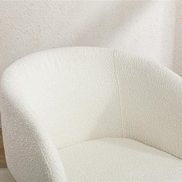 039-Set of 1 Boucle Fabric Dining Chair With Black Metal Legs,Ivory