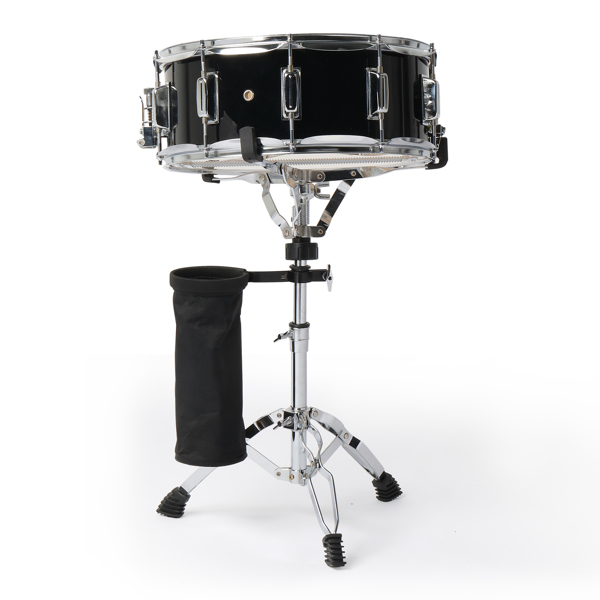 14 x 5.5in Snare Drum Set with Drumstick Holder, Snare Drum Bag, Strap, Mute Pad & Drum Stick for Beginner Student Black