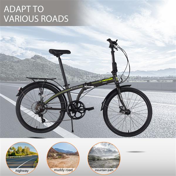 24" Folding City Bike Aluminum Frame 7 Speed Folding Bike