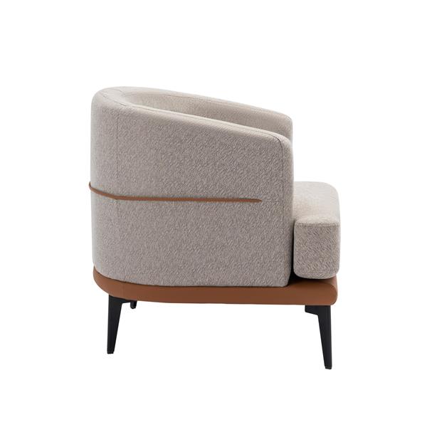 Modern Two-tone Barrel Fabric Chair, Upholstered Round Armchair for Living Room Bedroom Reading Room, Burnt Orange