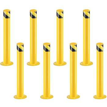 Safety Bollard Post, 42 Inch Height Steel Bollards, 3.5 Inch Diameter Parking Bollard, Yellow Powder Coated Safety Parking Barrier Post, for Traffic Sensitive Areas, 8PCS 