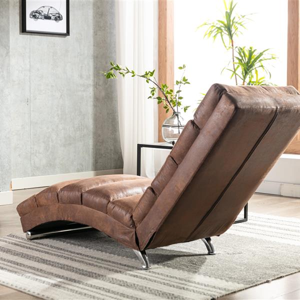 Linen Chaise Lounge Indoor Chair, Modern Long Lounger for Office or Living Room