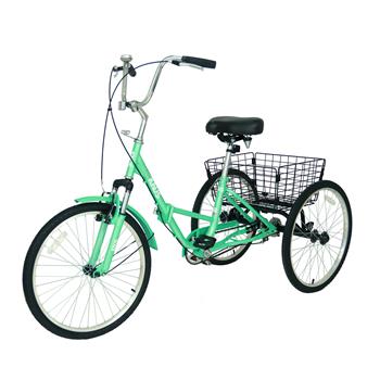 Adult Folding Tricycles 3 Wheel W/Installation Tools with Low Step-Through, Large Basket, Foldable Tricycle for Adults, Women, Men