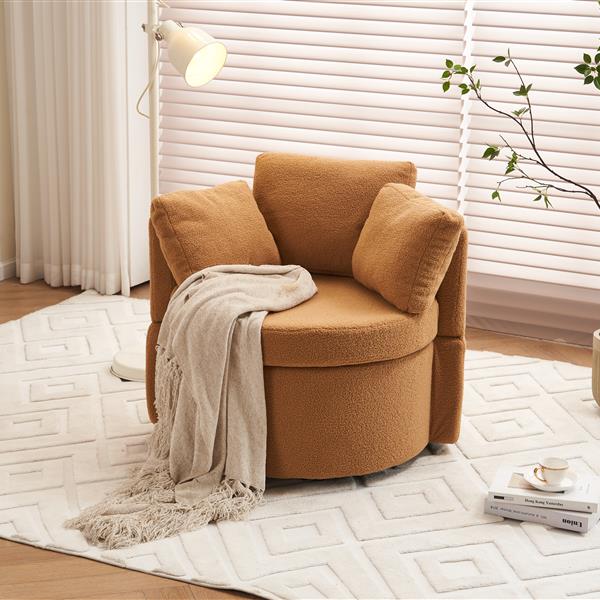 Fabric Swivel And Storage Chair With Back Cushion For Living Room,Khaki