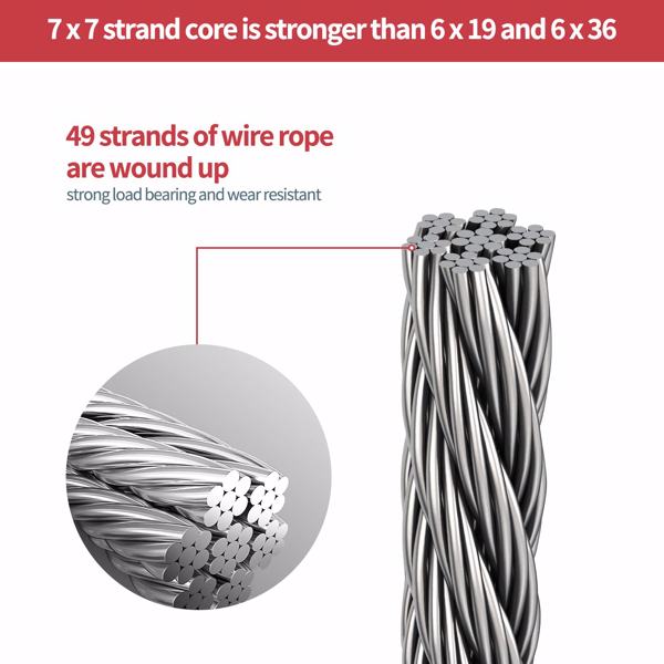 Picture Hanging Wire 50lb, Heavy Duty Stainless Steel Wire Rope for Hanging Picture Frame Mirror and Wall Art, Strong Metal Wire 100Feet with 20PCS Aluminum Crimping Sleeves