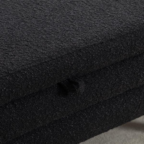 036-Boucle Fabric Storage Bench Bedroom Bench With Wood Legs For Living Room Bedroom Indoor,Black