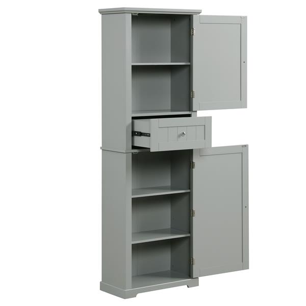 Tall Bathroom Storage Cabinet, Freestanding Storage Cabinet with Drawer and Adjustable Shelf, MDF Board with Painted Finish, Grey