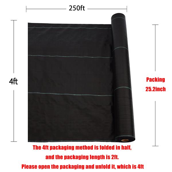 3.5oz Weed Barrier Landscape Fabric 4ft x 250ft, Dual-Layer Heavy-Duty Landscape Fabric for Garden, Greenhouse, Pathway, Orchard Weed Control, Easy to Set-up