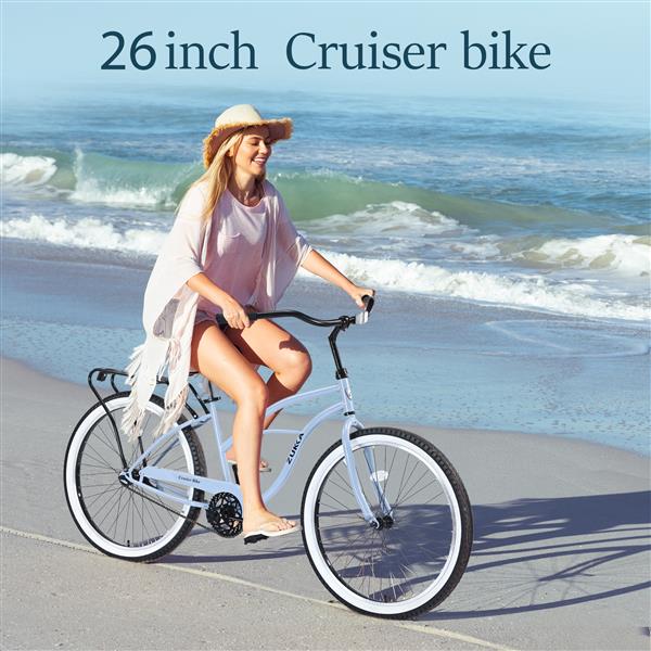 Single Speed Bicycles 26"Inch,Steel Frame, Wide Wheels for Stability, Rear Coaster Brakes,Multiple ColorsWomen's Beach Cruiser Bike