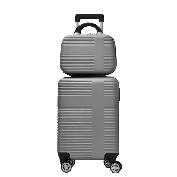 Luggage 4 Piece Set with Spinner Wheels, Hardshell Lightweight Suitcase with TSA Lock,Checked Luggage,Silver+Gray(12/20/24/28in)