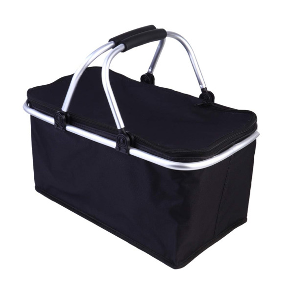 Large capacity insulated basket picnic bag picnic basket foldable shopping bag preservation bag lunch bag, Black(No shipments on weekends, banned from Amazon)